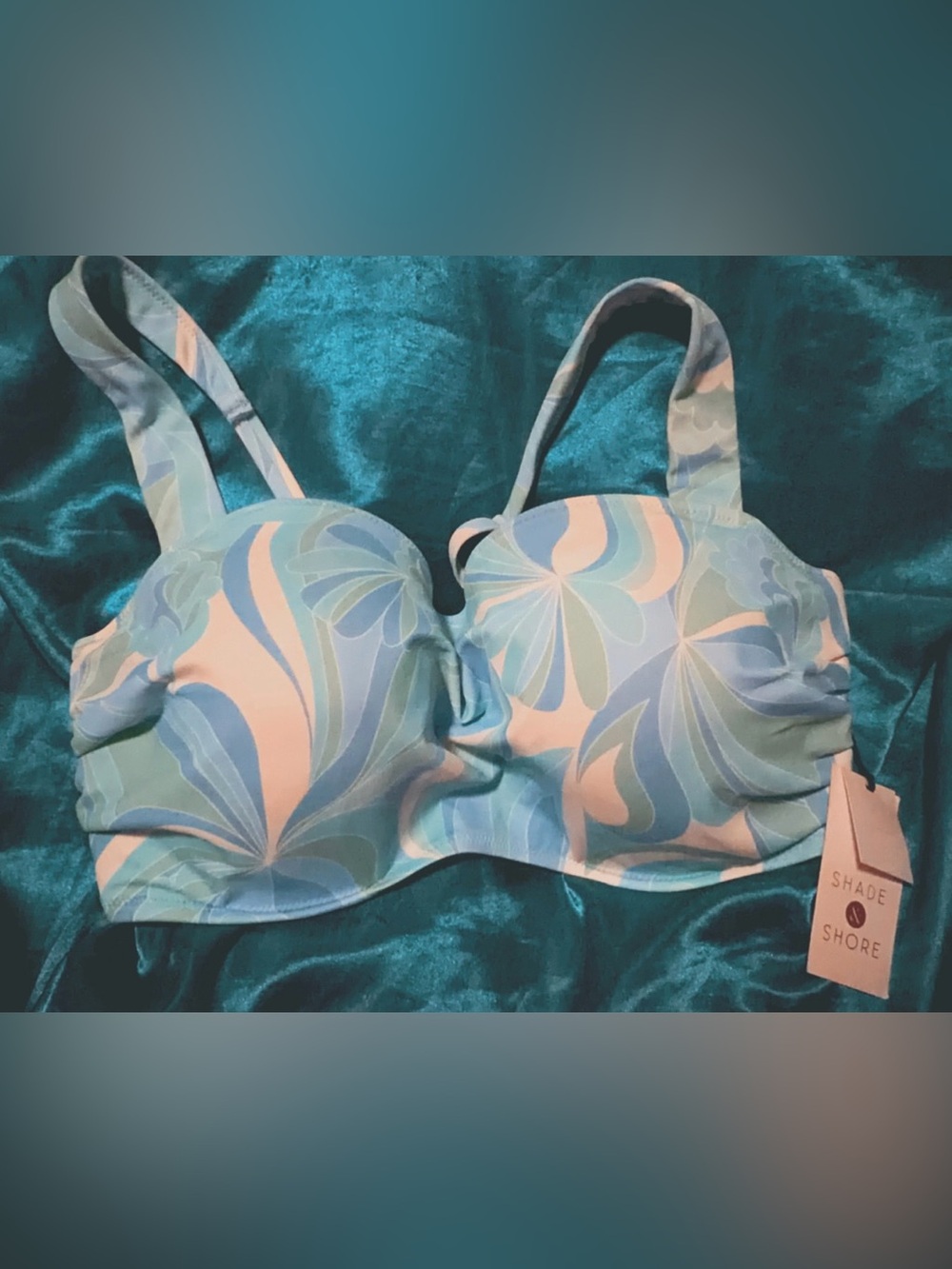 Shade & Shore Blue Floral Underwire Bikini Top